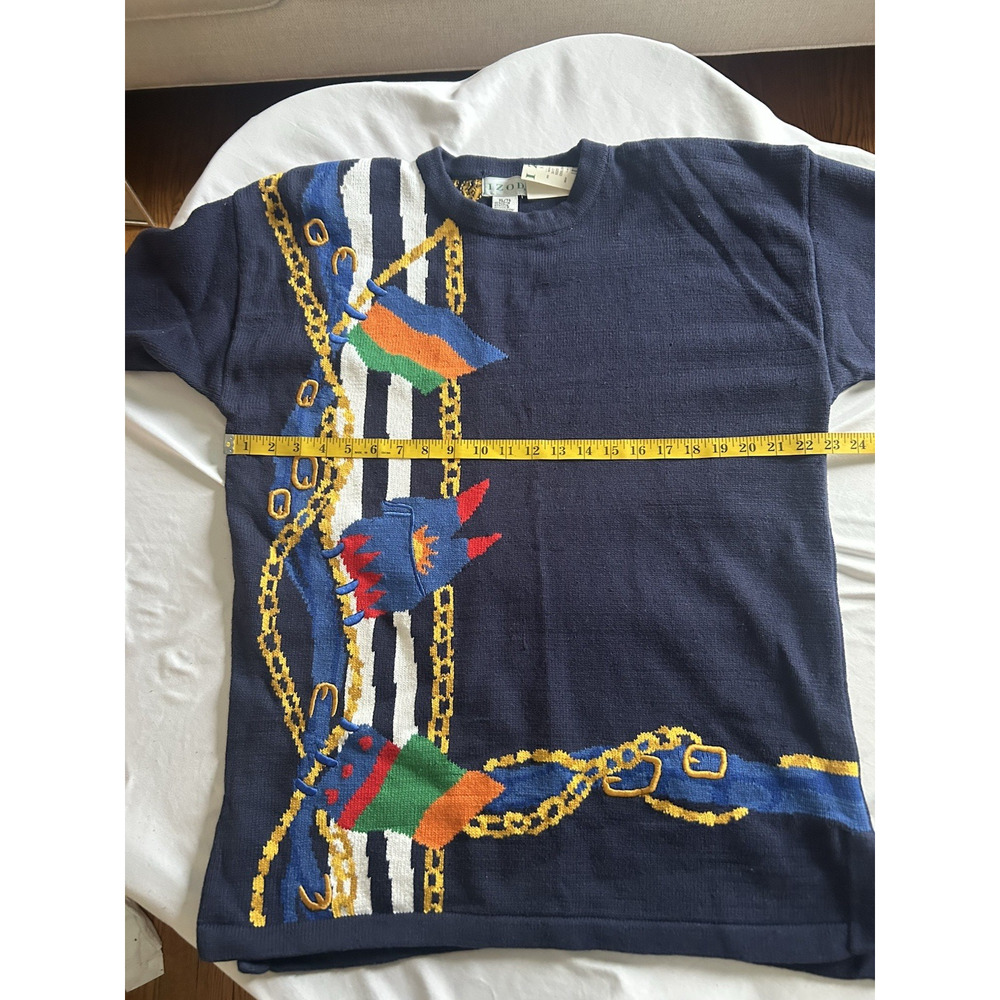 Vintage 90s Y2K Izod Novelty Sweater Womens Size XL Blue Classic Comfort NWT - Picture 7 of 9